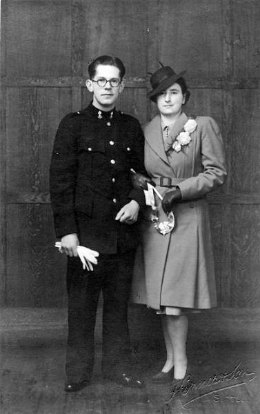 John Sheherd - Wedding Photo.jpg - Wedding Photograph of John and  Frances Shepherd on 21st January 1942  ( There is recording of John Shepherd in the Oral History Section )  